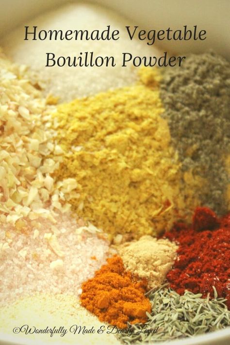 Homemade Vegetable Bouillon Powder THM Boullion Recipe, Vegetable Bouillon Powder, Bouillon Recipe, Nutritional Yeast Flakes, Vegetable Bouillon, Thm Fp, Onion Flakes, Homemade Dry Mixes, Dried Sage