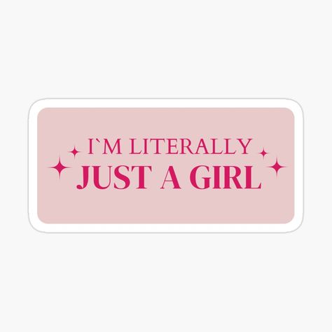 Get my art printed on awesome products. Support me at Redbubble #RBandME: https://www.redbubble.com/i/sticker/Im-Just-A-Girl-Girlhood-Womanhood-Girl-Aesthetic-That-Girl-Aesthetic-Coquette-Pinkish-Bows-Pink-Barbie-Clean-Girl-Aesthetic-by-BiaaArchive/163760588.JCQM3?asc=u Clean Girl Stickers, I Am Just A Girl Aesthetic, Laptop Stickers Aesthetic Printable, Vintage Stickers Printables Retro, Cool Stickers Aesthetic, Cute Stickers For Journal, Brands Stickers, Journal Stickers Aesthetic, Pink Aesthetic Stickers