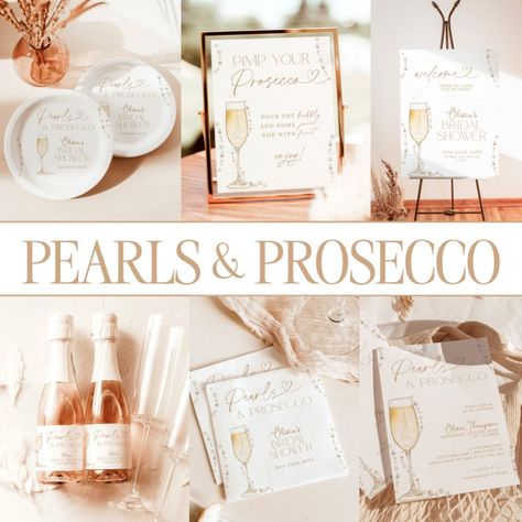 Pearls & Prosecco Bridal Shower, Bridal Brunch Sparkling Wine Label  Zazzle Pearls And Processo Bridal Shower Theme, Pearls Bridal Shower Theme, Pearl Bridal Shower Theme, Pearls And Prosecco Theme, Prosecco Bridal Shower Theme, Bridal Shower Cocktails, Pearl Bridal Shower, Bridal Shower Themes, Bridal Shower Champagne