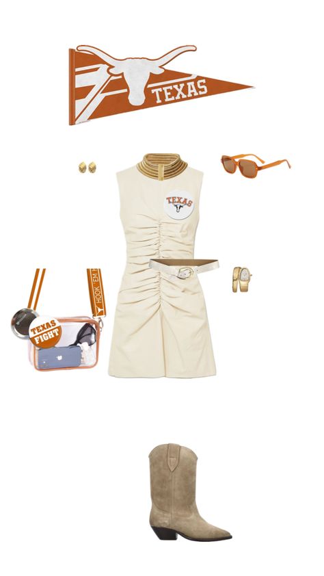 Texas longhorns game day fit inspo🤟🏼 #ootd #ootdinspo #fitinspo #styleboard #styleinspo #stylist #outfitideas #fitcheck #fitspo #texas #gameday #gamedayfit #gamedayoutfit #hookem #football Ut Texas Game Day Outfit, Texas Gameday Outfit Longhorns, Texas Longhorns Game Day Outfit, Texas Game Day Outfit, Texas Longhorns Outfits, Gameday Buttons, Texas Outfits, Lsu Gameday, Rush Week Outfits