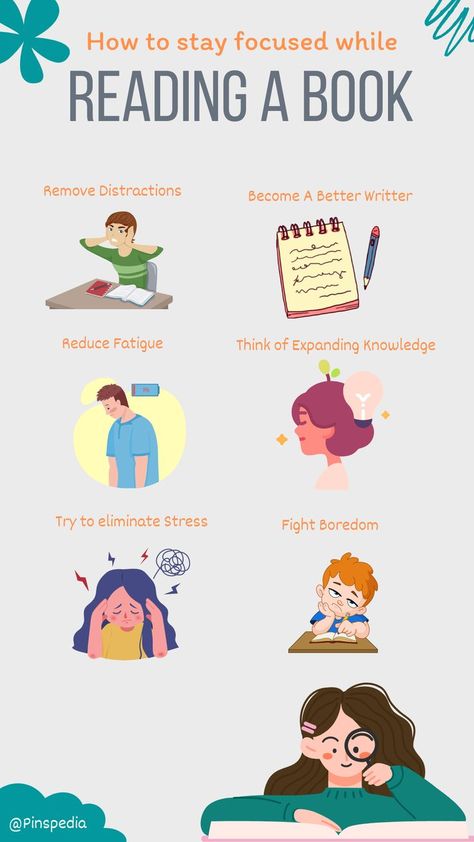 If you’re thinking this, then it’s time you learned how to concentrate on reading. Now that we’ve seen what some of the major obstacles are, I will attempt to provide some advice and insight on how to tackle these problems and overcome them. I will take them in the same order, and go into more details on how these factors can cause you to lose concentration and what you can do to combat this issue and stay focused while reading a book How To Get Better At Reading, How To Get Back Into Reading, How To Read Books Effectively, How To Get Into Reading, Journal Bingo, Reading Skills Worksheets, Reading Benefits, Effective Teaching Strategies, Library Games