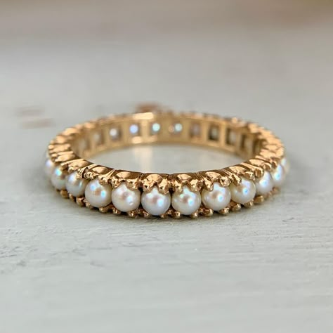 Pearl Eternity Ring, Good Rings Women, Pearl Rings In Gold, Pearl Wedding Bands, Gold Ring Women, Pearl Rings Vintage, Pearl Engagement Ring, Pearl Rings, Ring Wedding Band