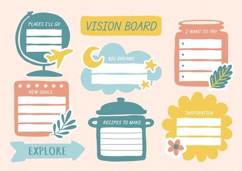 Drawn Vision Board, Vision Board Illustration, Board Illustration, Vision Board Template, Goal Board, Architecture Presentation Board, Vision Board Goals, Board Template, Architecture Model Making