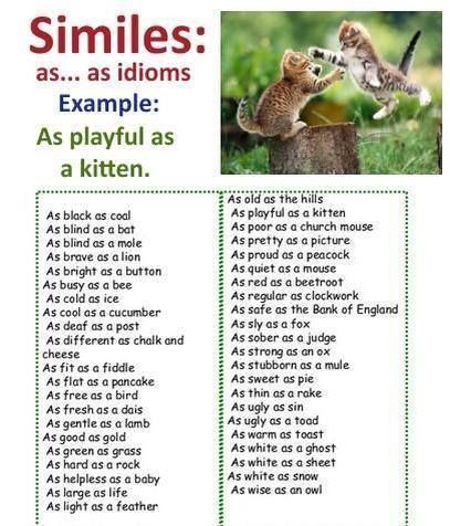 Similes List, Idiom Examples, English Linguistics, Esl Vocabulary Games, Teaching Idioms, English 101, Learn Spanish Free, Idioms And Proverbs, Esl Vocabulary