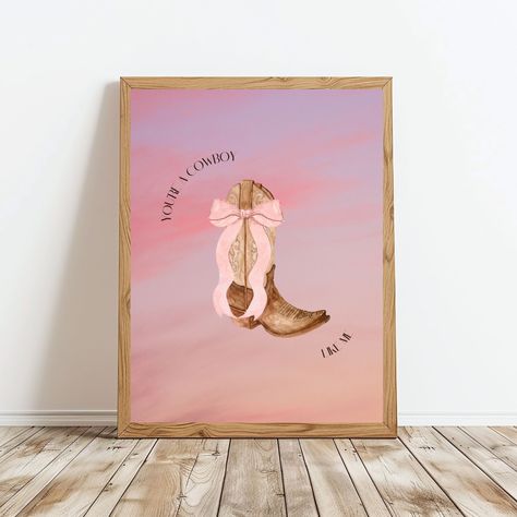 You're a coyboy like me, cowboy boots with bow, cowgirl boots with bow, pink bow, wall art for Swifties, Decor for bedroom Cowboy Like Me Art Taylor Swift, Taylor Swift Lyrics Artwork, Taylor Swift Wall Art Lover, Pink Cowgirl Boot Art, Taylor Swift Wall Art Pink, Taylor Swift Lyrics, Digital Wall Art, Minimalist Wall Art, Cowboy Boots