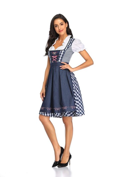 PRICES MAY VARY. 100% Polyester Imported Bavarian Costume women Zipper closure Beer Wench Costume, Bavarian Costume, Dirndl Dresses, German Beer Festival, Wench Costume, Bavarian Dress, Oktoberfest Outfits, German Dress Dirndl, Skirt Apron