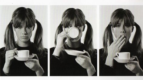 1960s Fashion | Byron's muse Francoise Hardy, Black And White, Tumblr, Coffee, White, Black