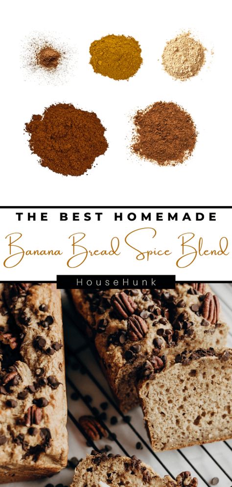 Elevate your banana bread with homemade spice blend. This aromatic combination of cinnamon, nutmeg, ginger, allspice, and cloves adds warmth and depth to your favorite recipe. Take your baking to new heights with this delightful blend of flavors! Spiced Banana Bread Recipe, Spice Blends Recipes, Homemade Banana Bread, Homemade Spice Blends, Drink Inspiration, Easy Dips, Best Banana Bread, Homemade Spices, Recipe Board