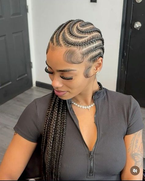 Feed In Braids Color, Colored Cornrows, Fulani Braids Designs, Feed In Braids Designs, Feed In Braids Cornrows, Cornrows Natural, Hairstyles Trending, Cornrows Braids For Black Women, Cornrows Natural Hair