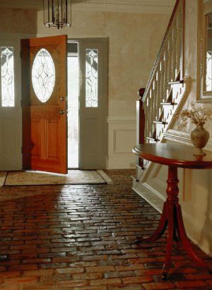 Why You Should Consider Brick Floors in Your Entryway Terrocata Kitchen Floor, Brick Kitchen Floor, Brick Floor Kitchen, Wood Block Flooring, Brick Floors, Brick Floor, Flooring Texture, Foyer Flooring, Interior Brick