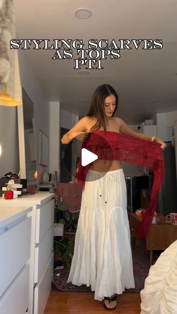 eden masliah on Instagram: "What do we think?🎀
.
.
.
styling scarf. styling scarves. scarf top. how to style scarf as shirt. styling. fashion. outfit inspo. summer fashion. long skirt outfit inspo. scarf tops. different ways to style scarves. fashion. style." Eden Masliah, Styling Scarf, Styling Scarves, Fashion Long Skirt, Scarf Tops, Long Skirt Outfit, Style Scarves, Scarf Styling, Shirt Styling