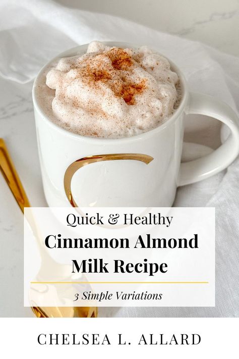 Cinnamon Milk is more than just a warm, cozy drink—it’s packed with health benefits. Using Ceylon cinnamon and unsweetened almond milk, this recipe helps regulate blood sugar and provides antioxidants. You can even add collagen peptides for a protein boost! Whether you enjoy it as a dessert beverage or an afternoon snack, it’s a healthy drink to nourish your body without sacrificing your health. Warm Milk Drinks, Almond Milk Recipes Meals, Cinnamon Milk Recipe, Warm Milk Recipe, Recipes With Almond Milk, Almond Milk Drinks, Almond Milk Tea, Almond Milk Recipe, Cinnamon Drink