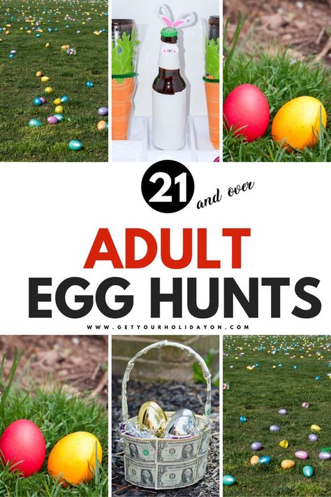 Fun Egg Hunt Ideas, Fun Easter Ideas For Adults, Adult Games For Easter, Easter Party Adults, Easter Egg Scavenger Hunt For Adults, Easter Egg Hunt Adult Ideas, Adult Egg Hunt Fillers, Easter For Adult Kids, Work Easter Egg Hunt Ideas