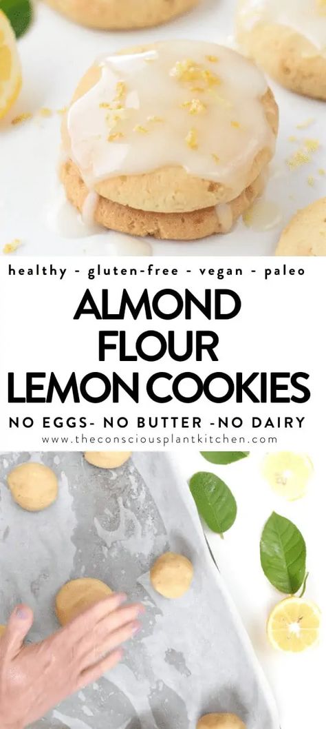 Almond Flour Lemon Cookies, Gluten Free Lemon Cookies, Almond Flour Desserts, Conscious Plant Kitchen, Almond Flour Recipes Cookies, Galletas Keto, Lemon Cookies Easy, Gluten Free Foods, Healthier Treats