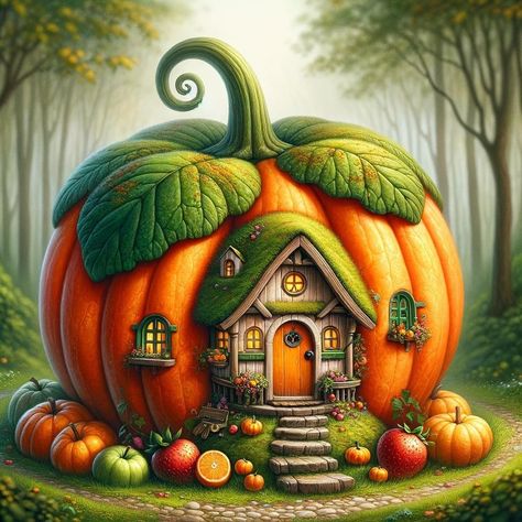 Fruit Fairy, Stuffed Pumpkin, Mosaic Art Diy, Pumpkin House, Halloween Facts, Elf House, Soyut Sanat Tabloları, Christmas Gingerbread House, Pumpkin Art