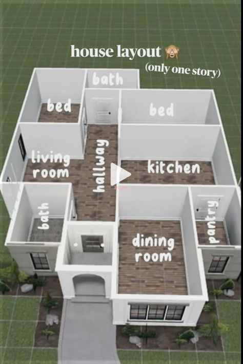 bloxburg small house layouts House Layout Design, Bloxburg Beach House, Farmhouse Layout, Sims Freeplay Houses, Bloxburg House Ideas Layout, Pantry Room, Floor Bloxburg, Small House Layout, Tiny House Layout