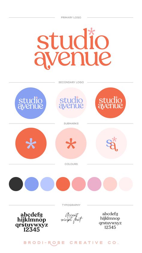 Canva Colour Combinations, Logo Design Ideas Colorful, Brand Pallete Canva, Avenue Logo Design, Virtual Assistant Logo Branding, Personal Brand Template, Logo Colours Combinations, Branding Examples Inspiration, Space Theme Branding