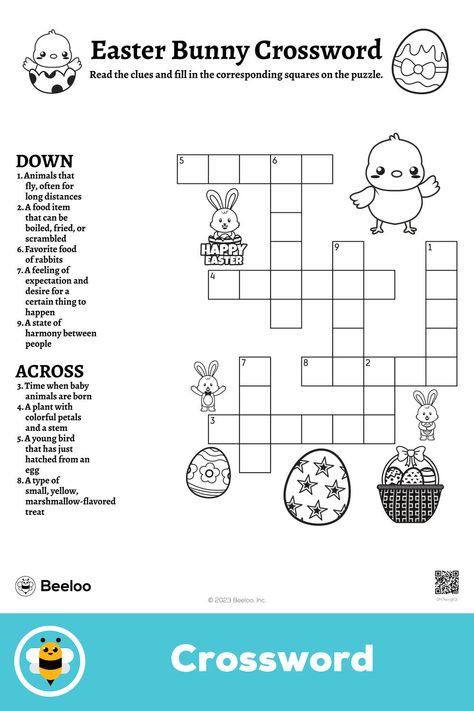 Advanced springtime easter-themed crossword puzzle for kids ages 8 and up Easter Fun Worksheets, Spring Puzzles Free Printable, Easter Crossword For Kids, Easter Crossword, Easter Ispy Printable, Easter Puzzles, Easter Worksheets, Free Printable Activities, Spring Crafts For Kids