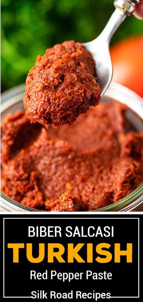 Pepper Paste Recipe, Red Pepper Paste Recipes, How To Make Pepper Paste, Turkish Garlic Sauce, Turkish Stuffed Peppers, Authentic Turkish Recipes, Turkish Seasoning, Turkish Ezme Recipe, Turkish Pepper Paste