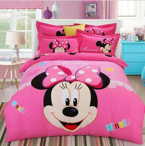 Disney Decor Bedroom, Minnie Mouse Bedding, Minnie Mouse Bedroom, Mickey Mouse Bedroom, Colorful Room Decor, Lace Pillow, Toddler Girl Room, Girls Bedding Sets, Queen Size Duvet Covers