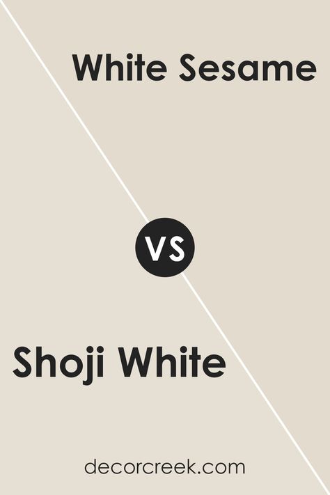 Shoji White SW 7042 by Sherwin Williams vs White Sesame SW 9586 by Sherwin Williams Sherwin Williams White Sesame Paint, Shoji White Sherwin Williams Interior, Sw White Sesame, Sw White Sesame Paint, Shoji White Walls And Trim, Sherwin Williams White Sesame, White Sesame Sherwin Williams, Shoji White Walls, Shoji White Trim