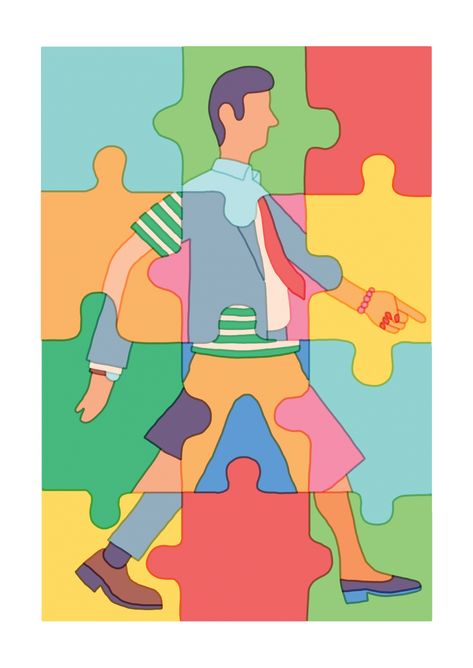 Aalto Leaders' Insight by Tim Lahan | Agent Pekka Puzzle Graphic Design Poster, Puzzle Poster Design Ideas, Diversity Graphic Design, Puzzle Illustration Design, Inclusion Illustration, Puzzle Graphic Design, Inclusive Illustration, Leader Illustration, Tim Lahan