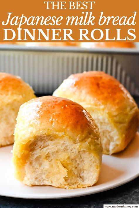 These Japanese milk bread dinner rolls are the most soft, fluffy, and tender homemade rolls due to a special technique. This game changing technique makes all of the difference for making melt-in-your-mouth rolls. Japanese Rolls Recipes, Japanese Milk Bread Rolls Recipe, Fluffy Dinner Rolls Soft, Dense Dinner Rolls, Fluffy Milk Bread, Milk Bread Dinner Rolls, Braided Milk Bread, Milk Bread Rolls Recipe, Milk Brioche Rolls Recipe