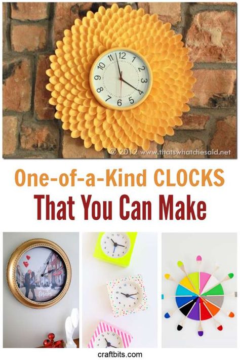 DIY Clocks You Can Make To Suit Your Decor – Home and Garden Diy Wall Clock Ideas How To Make, Diy Clock Ideas, Clocks Diy Crafts, Diy Wall Clock Ideas, Clock Crafts, Homemade Clocks, Wall Clock Diy, Diy Record, Diy Clocks