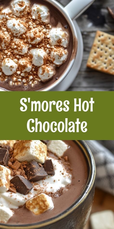 Warm up this winter with a cozy cup of S'mores Hot Chocolate! This indulgent drink blends the nostalgic flavors of classic s'mores with rich, creamy hot chocolate. Perfect for curling up by the fireplace or after a day in the snow, this delightful beverage features a chocolate base, crushed graham cracker rim, and fluffy marshmallows. Quick to prepare in just 10 minutes, it's a must-try for chocolate lovers. Elevate your hot chocolate game with fun variations like Chocolate Mint or Nutella. Get ready for a deliciously warm experience in a mug! ☕️✨ #HotChocolate #S'mores #WinterWarmers S’mores Hot Cocoa, S’mores Hot Chocolate, Hot Dessert Recipes, Smores Hot Chocolate, Fluffy Marshmallows, Creamy Hot Chocolate, Hot Desserts, Food Innovation, Creamy Rice