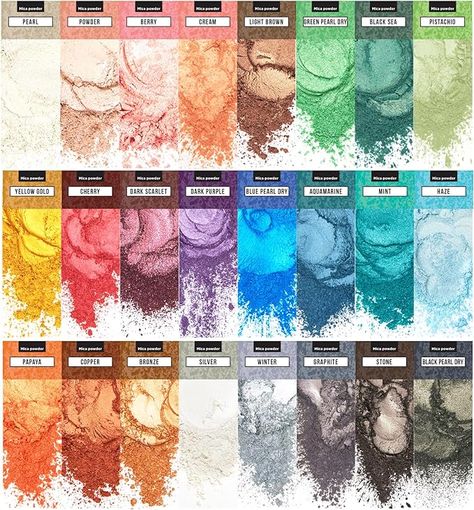 Amazon.com: Mica Powder for Epoxy Resin – Pigment Powder for Nails – Epoxy Resin Color Pigment – Soap Making Dye – Mica Pigment Powder 24 Colors Set Resin Pigment, Soap Colorants, Soap Shop, Pigment Coloring, Pigment Powder, Green Pearls, Eye Shadows, Resin Painting, Casting Jewelry