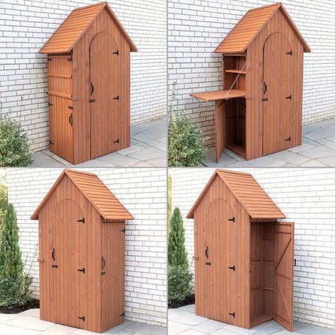 Leisure Season Multi Compartment Shed with Drop Table at Lowes.com Wood Siding Colors, Drop Table, Wood Storage Shed, House Tweaking, Cedar Shingle Roof, Shed Floor, Cedar Roof, Cedar Garden, Wood Storage Sheds