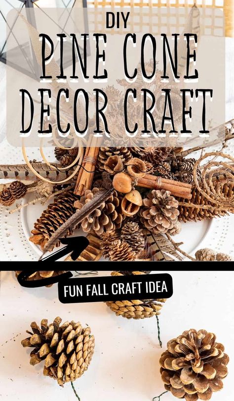 Pine cone crafts pinecone decor. Make an easy centerpiece for your fall table. Pinecone craft idea to use up all those free pinecones. Pinecone centerpiece fall decor. Fall pinecone crafts autumn fun. Pine cone crafts for fall decor. Fall craft idea for adults. Pinecone Centerpiece Ideas, Pine Cone Crafts Pinecone Decor, Fall Pinecone Crafts, Homemade Centerpieces, Crafts For Fall, Pinecone Decor, Pine Cone Christmas Decorations, Pinecone Centerpiece, Pinecone Crafts Kids