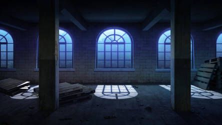 Abandoned building night by Vui-Huynh Anime Background Night, Tiamat Dragon, Abandoned Warehouse, Episode Interactive Backgrounds, Anime Places, Episode Backgrounds, Fantasy Background, Scenery Background, Anime Backgrounds Wallpapers