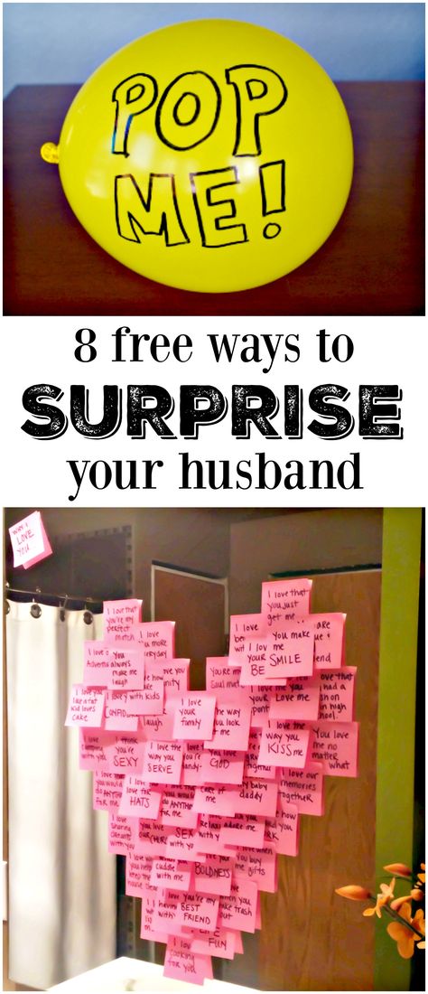 8 free ways to surprise your husband and totally make his day! 5 Senses Gift For Boyfriend, Joululahjat Diy, Diy Gifts For Christmas, Selamat Hari Valentine, Love Surprise, Anniversaire Diy, God Things, Fresh Meals, Diy Hanging Shelves