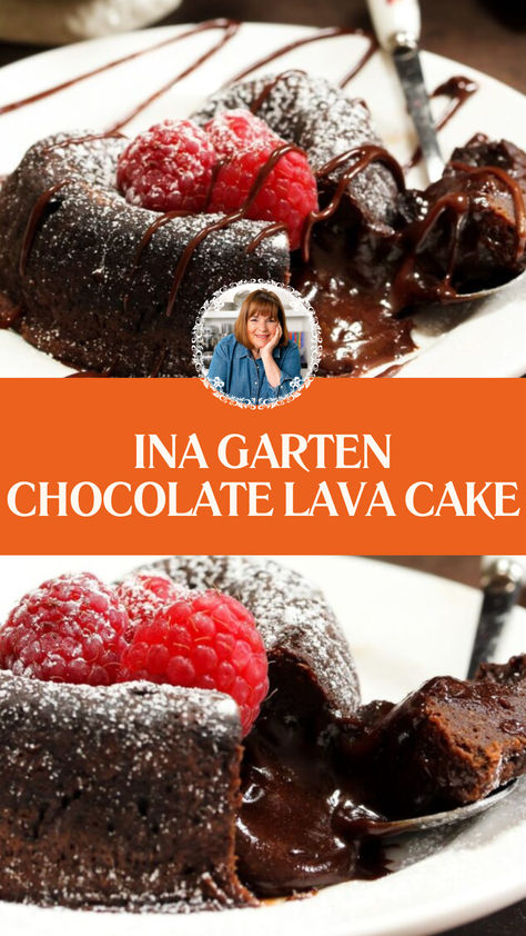 Ina Garten Chocolate Lava Cake Ina Garten's Chocolate Cake, Chocolate Lava Cake Gluten Free, Pioneer Woman Lava Cake, Best Lava Cake Recipe Molten Chocolate, Ina Garten Chocolate Cake Recipe, Molton Chocolate Lava Cake Recipe, Lava Cakes For 2, Gluten Free Chocolate Lava Cake, Flourless Chocolate Lava Cake