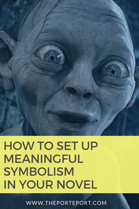 Setting up symbolism in your novel can be a tricky thing. Take these fiction writing tips from The Two Towers and the symbols around Gollum to dive into deep themes in your story. #writingtips #writingadvice #fictionwriting #fantasywriting #novelwriting Symbolism In Writing, Writing Hobby, Writers Advice, Fiction Writing Tips, Editing Symbols, Book Supplies, Writing Hooks, Fiction Writing Prompts, Writing Inspiration Tips