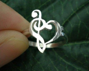 Dj jewelry | Etsy Music Teacher Appreciation Gifts, Treble Clef Ring, Music Note Ring, Love Heart Ring, Trendy Music, Music Heart, Bass Clef, Pink Sapphire Ring Engagement, Silver Dog