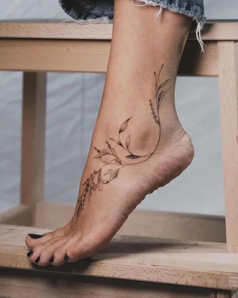 Logan Tattoo, Floral Foot Tattoo, Wrap Around Ankle Tattoos, Ankle Foot Tattoo, 42 Tattoo, Tattoos To Cover Scars, Wrap Tattoo, Scar Tattoo, Foot Tattoos For Women