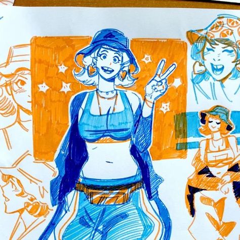 call me Lou🌼 on Instagram: "Bucket hats for spring💀🌸 . . . #sketchbook #ocs #drawdaily #markersketches" Bucket Hat Reference, Bucket Hat Character, Bucket Hat Illustration, Bucket Hat Drawing, Hat Art, Sketchbook Ideas, Cute Art Styles, Art Styles, Bucket Hats