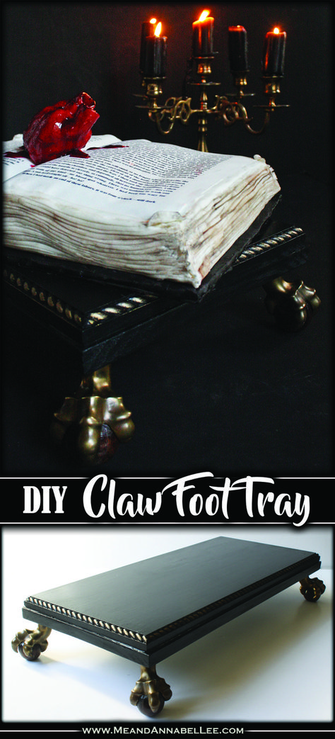 DIY Gothic Ball & Claw Foot Serving Tray | Goth It Yourself Tutorial | Wooden Server | Antique Home Décor | Black and Gold | Victorian Gothic | www.MeandAnnabelLee.com Victorian Gothic Bedroom, Goth It Yourself, Goth Diy, Diy Gothic, Diy Serving Tray, Annabel Lee, Gothic Furniture, Antique Home, Fabulous Diy