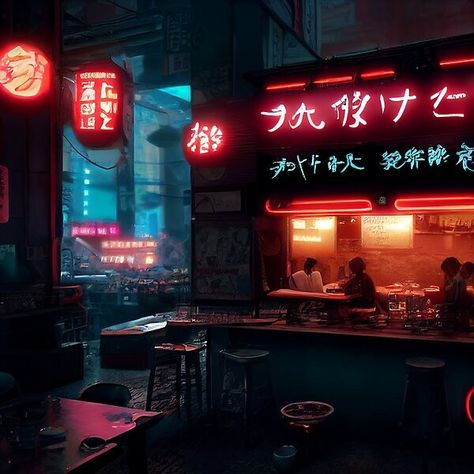 Cyberpunk Ramen Shop, Desk Vibes, Eerie Aesthetic, Tokyo Ramen, Punk Store, Cyberpunk Tokyo, Asteroid City, Dystopian Art, Environment Projects