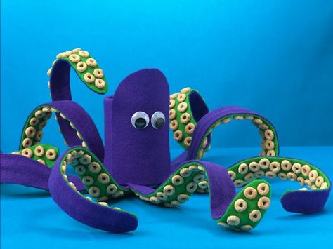 Ollie Octopus Octopus Recipe, Octopus Craft, Cheerios Cereal, Octopus Crafts, Octopus Recipes, Crayon Holder, Ocean Crafts, The Octopus, Valentine Box