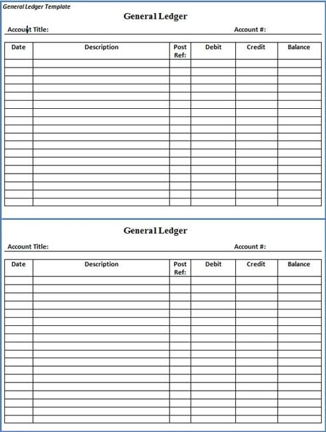 Free Printable General Ledger Template Weekly Schedule Template Excel, Printable Check Register, Accounting Ledger, Inventory Printable, Balance Sheet Template, Fax Cover Sheet, Weekly Schedule Printable, Income And Expenses, General Ledger