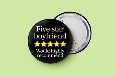 Looking for the perfect way to let your Boyfriend know just how much you rate them? Want to not-so-subtly let them know they're underperforming? Then look no further than this Boyfriend star rating badge! Background colour can be changed, please just let us know what colour you'd like in the personalisation box.  Not suitable for children under three years of age due to small parts. Pin Button Badges, Pin Button, Button Badge, Your Boyfriend, Star Rating, Pinback Buttons, Button Pins, Five Star, Buttons Pinback