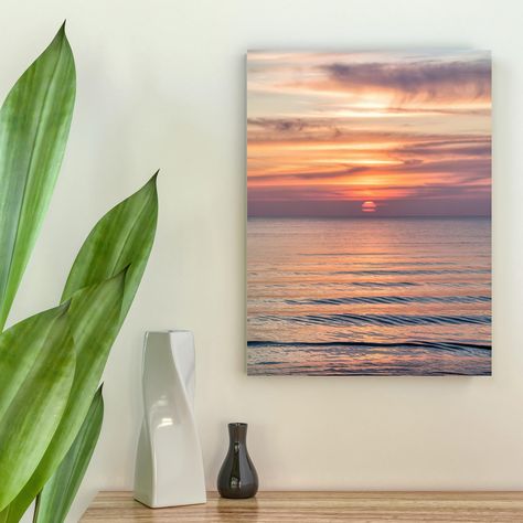 Serene Sunset Ocean View Canvas Art for Tranquil Home Decor, Golden Hour Canvas, Beach Vibes Tranquil Home, Sunset Ocean, Calming Atmosphere, Sunset Canvas, Nature Themed, Beach Vibes, Beach Vibe, Unique Home Decor, Ocean Waves