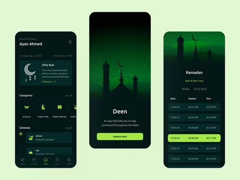 Deen (Islamic App) by Siyam Ahmmed Nahid on Dribbble Muslim Apps, Islamic Apps, Quran App, Android App Design, Personal Project, App Ui, App Design, Global Community, Quran