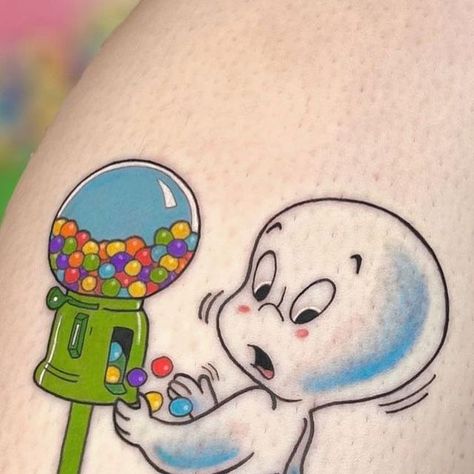 Tattoo Snob on Instagram: "Casper the Friendly Ghost & Gum Balls tattoo by @ickynickki at @lestattoos in Sacramento, CA" Casper The Ghost Tattoo, Casper Tattoo, Happy October 1st, Casper Ghost, Ghost Tattoo, Casper The Friendly Ghost, Happy October, October 1st, Friendly Ghost