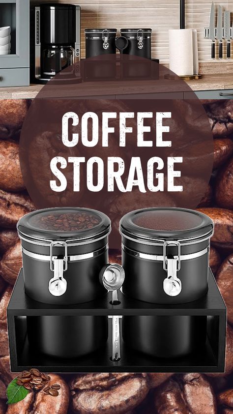 Stainless Steel Coffee Station Container for Ground Coffee Bean Storage with Airtight Locking Clamp and Coffee Scoop, Food Storage Jar for Kitchen We are a participant in the Amazon Services LLC Associates Program. Ground Coffee Storage, Coffee Bean Storage, Coffee Canisters, Storage For Kitchen, Cereal Containers, Coffee Container, Ground Coffee Beans, Coffee Storage, Coffee Canister