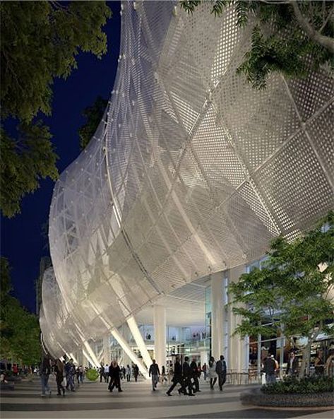 A night Building Skin, Glass Facade, Downtown San Francisco, Stadium Architecture, Metal Facade, Facade Lighting, Parametric Architecture, Perforated Metal, Architecture Design Concept