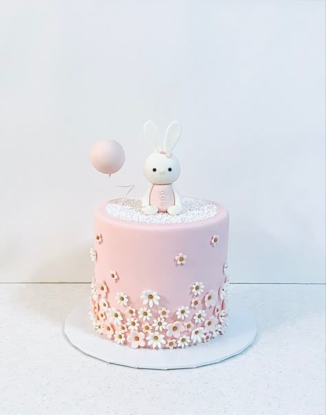 Bunny Themed Cake, Pink Bunny Cake, Bunny Theme Cake, Pumpkin Pancakes Recipe, Pumpkin Pancake, Bunny Birthday Cake, Pink Baby Shower Cake, 1st Bday Cake, Pumpkin Pancake Recipe